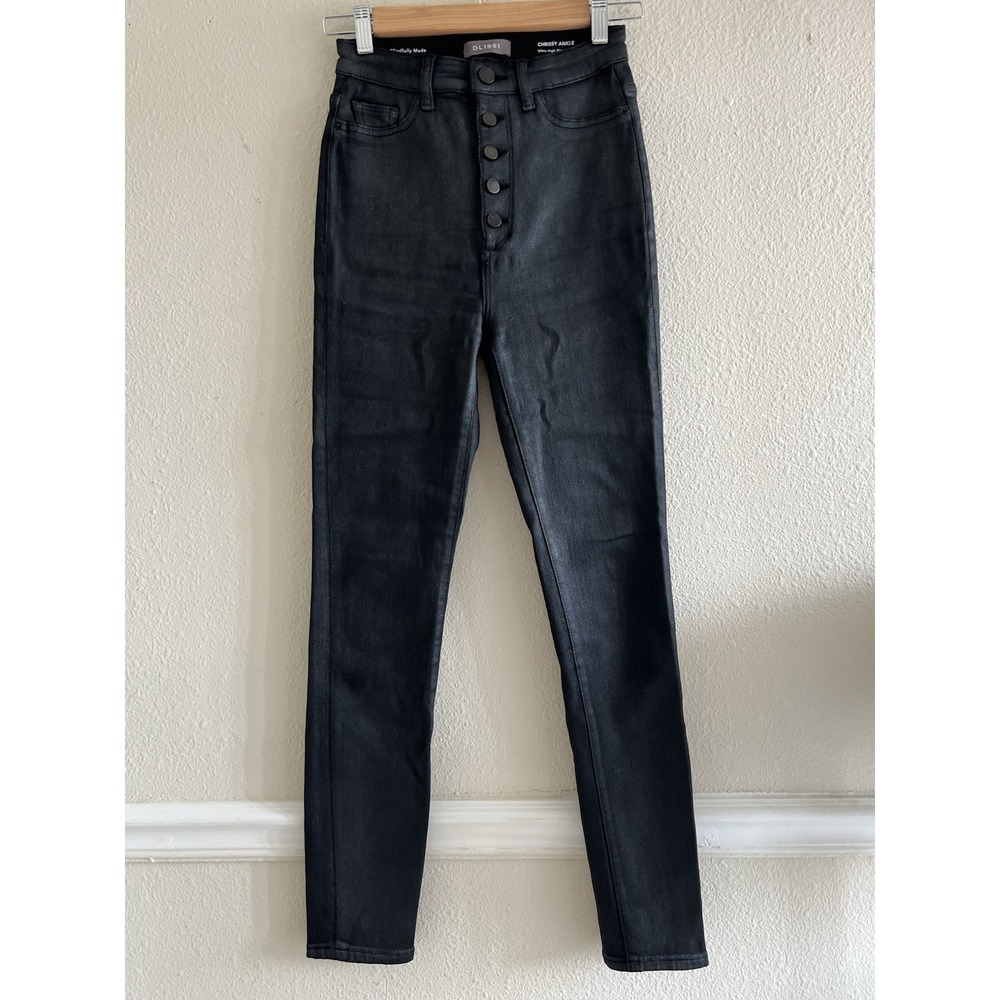 DL1961 Womens Jeans Sz 25 High Rise Skinny Dyed Pants Button Fly Black Wardrobe